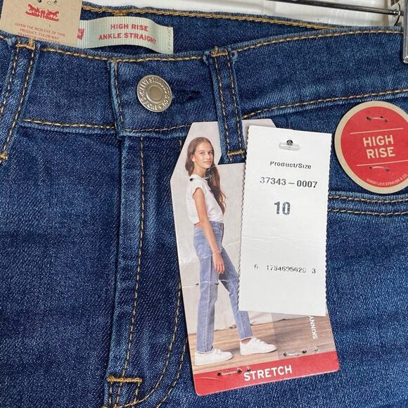 Levi’s Kids High Rise Ankle Straight Leg Jeans Denim Pants Girls Size 10 New NWT - Picture 9 of 10